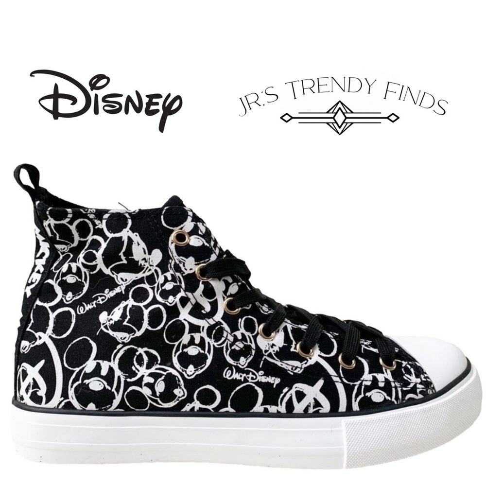 Mickey Mouse Black & White High-Top Sneakers Size 7